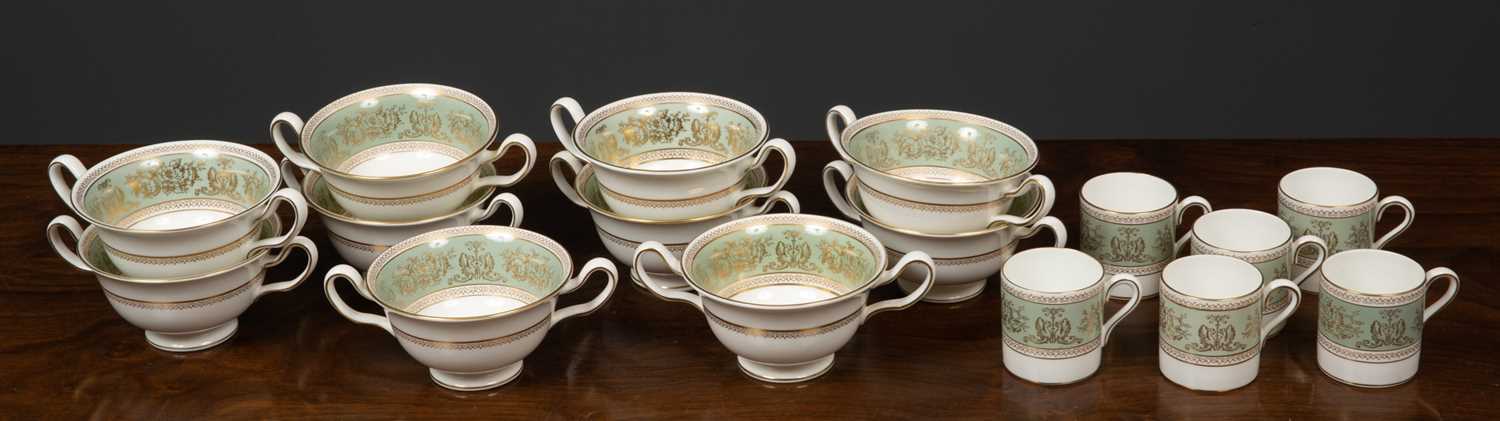 A Wedgwood Gold Columbian part dinner service to include ten large dinner plates, ten soup bowls, - Image 5 of 5