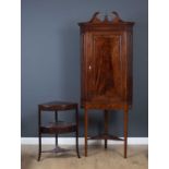 A 19th century mahogany corner cabinet on stand 87cm wide x 49cm deep x 237cm high together with a