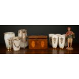 A group of miscellaneous items to include a 19th century mahogany tea caddy, a silver mounted