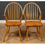 Two similar handmade Windsor chairs 56cm wide x 58cm deepCondition report: Crack to right hand arm