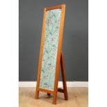 A Habitat teak cheval mirror 45cm wide x 160.5cm highCondition report: Mirror plate with some marks,