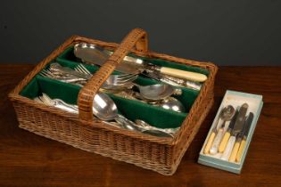 A canteen of silver-plated cutlery to include king's pattern forks, knives and spoons, serving