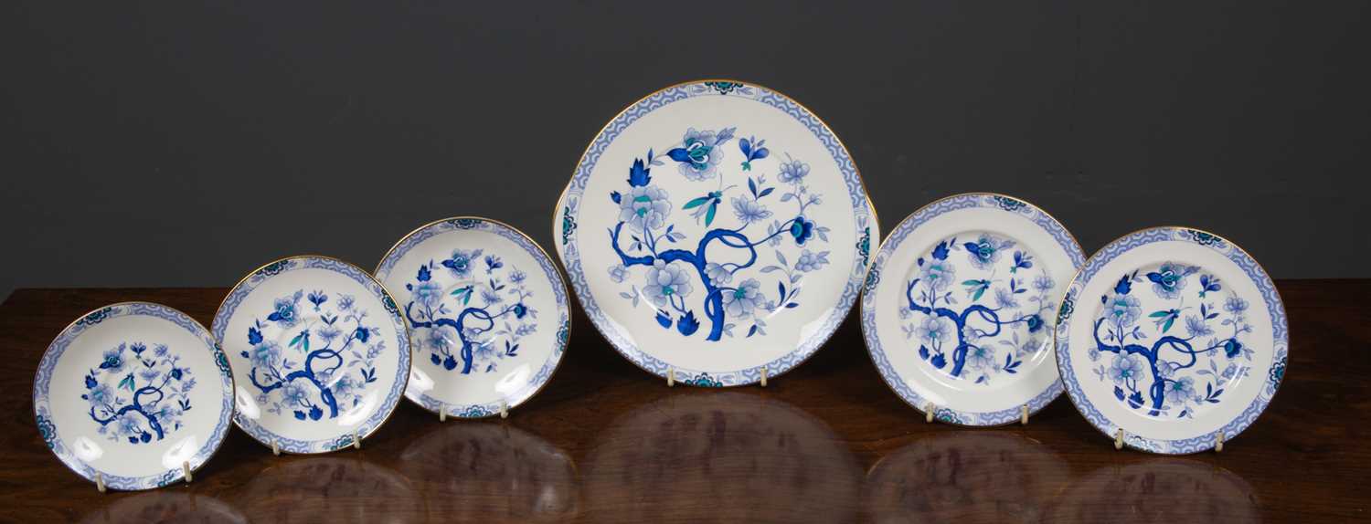 A Royal Grafton Dynasty part tea service with blue and white flower pattern to include teacups, - Image 5 of 6