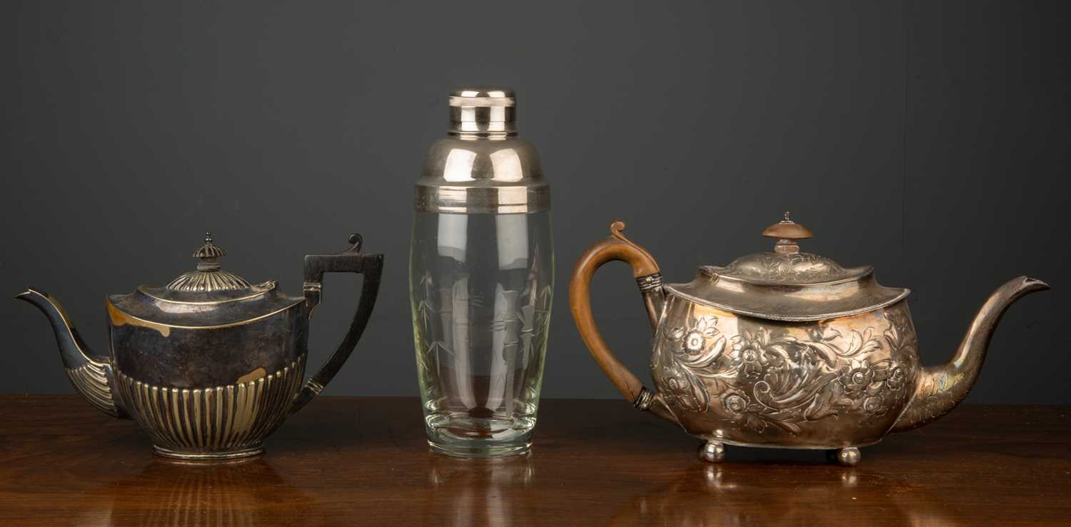 A George III silver teapot with marks for London 1809, with later chased and engraved decoration, - Image 2 of 4