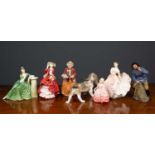 A collection of six Royal Doulton figures comprising 'The Polka' HN2156; 'Top O'The Hill' HN1834; '