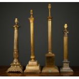 Four gilt metal table lamps of corinthian column form, the largest 69cm highCondition report: All