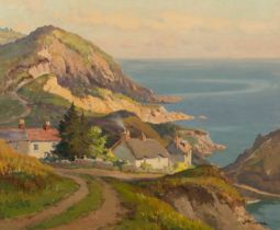 Joseph Edward Hennah (1897-c.1963) A southwest coastal scene with cottages, oil on canvas, signed