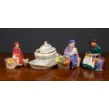 A group of three Royal Doulton figurines 'Silks and Ribbons', 'Curly Knob' and 'Bonnie Lassie',