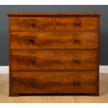 A Victorian mahogany chest of two short and three long drawers with turned knob handles and flat