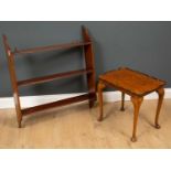 A late 19th / early 20th century mahogany open wall shelf with three fixed shelves, 77cm wide x 15cm