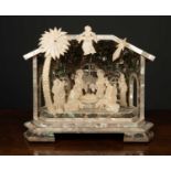 A mother of pearl nativity scene 33cm wide x 27cm high in a fitted boxCondition report: In good