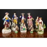 A pair of late 18th century Duesbury Derby porcelain figures of a Shephard and a Shepherdess,