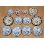 A part set of Hicks & Meigh exotic birds and flowers ceramics stamped to the base 'Stone China