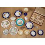 A group of ceramics to include Aynsley china, saucer, bowl, teacup and cover; a Crown Devon lustre