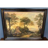 After Claude Lorrain a classical landscape with figures, oil on canvas, unsigned, framed, 84cm x