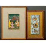 An Indian miniature painting 9.5cm x 20.5cm; a further Eastern painting, 16.5cm x 10.5cmCondition