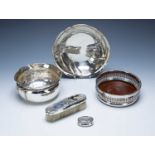 Collection of continental white metal and silver plated items consisting of unmarked white metal