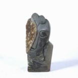 R. T. Mtken 20th Century Shona School Untitled bust of a figure, carved hardstone, signed near the