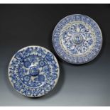 Two faience chargers in the Renaissance style, each with classical decoration, approx