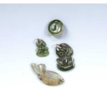 Maori small jade Hei-tiki New Zealand. with suspension loop 3cm another smaller, 2cm, a carved