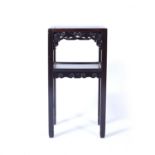 Chinese hardwood side table 20th Century, with carved decoration, 41cm x 80cm x 30.5cmCondition