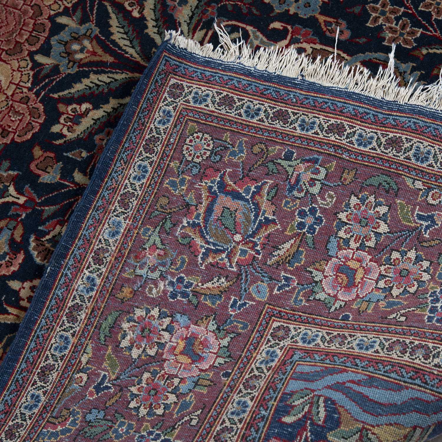 Kashan rug of blue ground, with a tree of life design within a foliate border, 220cm x - Image 2 of 13