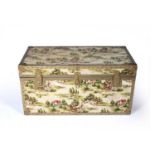 Large trunk decorated with hunting scenes, 109cm wide x 54cm deep x 60 cm highCondition report: Rips