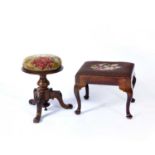 Oak dressing stool with tapestry drop in seat 19th Century, 48cm wide x 39cm deep x 38cm and a