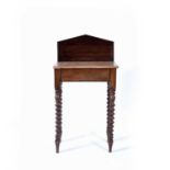 Marble topped side table Victorian, on barley twist legs, 54cm x 103cm x 34cm Condition report: At