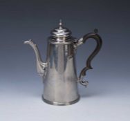 Silver coffee pot with ebonised handle, bearing marks for Horace Woodward & Co Ltd, London, 1909,