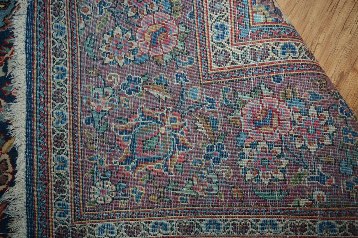 Kashan rug of blue ground, with a tree of life design within a foliate border, 220cm x - Image 13 of 13