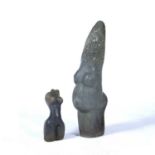 Two 20th Shona School sculptures of nude female figures, both unsigned, the tallest is 73cm, the