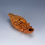 After the antique, Sienna marble grand tour oil lamp 19th Century, in the form of a satyr head, 11.