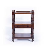 Mahogany buffet table or stand Victorian, three tiers with single fitted drawer, the lock plate