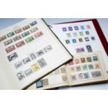 Collection of stamps and banknotes consisting of three stamp albums containing world and British
