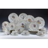 Collection of Meissen porcelain German, each painted with flowersprays and insects, to include eight