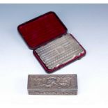 Victorian silver card case with engine turned decoration in fitted box, bearing marks for