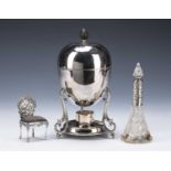 Small collection of silver and silver-plated ware to include: Asprey silver-plated egg coddler,