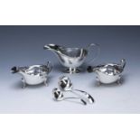 Small collection of silver consisting of: a matched pair of silver sauce boats, bearing marks for