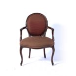 George Hepplewhite style late 19th/early 20th Century chair with striped upholstery, 94cm high