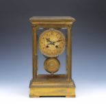 19th Century French four glass mantel clock the gilt dial with Arabic numerals, the movement stamped