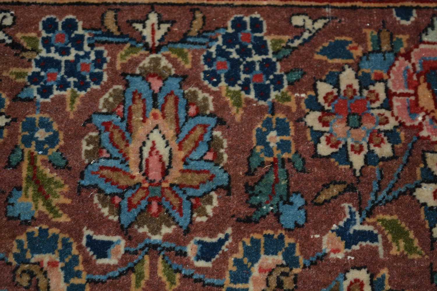 Kashan rug of blue ground, with a tree of life design within a foliate border, 220cm x - Image 7 of 13