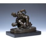 20th Century after the Antique 'The Wrestlers' bronze sculpture on marble plinth, signed 'C P