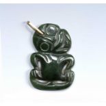 Maori nephrite jade Hei-tiki New Zealand, late 19th Century/early 20th Century the traditional