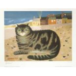 Mary Fedden (1915-2012) Cat on a Cornish Beach, 1991 341/500, signed and numbered in pencil (in