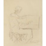 Attributed to Phillip Connard (1875-1958) Artist at work bears signature (lower right) pencil 31 x