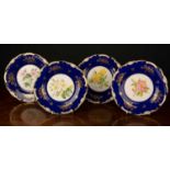 A set of four Minton limited edition hand painted plates, Portland Rose, Sulphur Rose, Prairie