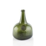 A sealed and dated wine bottle, transitional onion/mallet, seal stamped E Herbert 1721, 19cm high