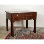 A George III mahogany, box strung and rosewood banded architect's table, the fall front with drop