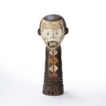 An West African, Nigeria, Idoma, janus figure, carved wood, both faces with open mouth and bared